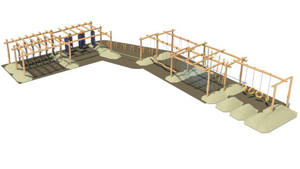 Ninja Course from robinia wood Niedrigseilgarten Teambuilding