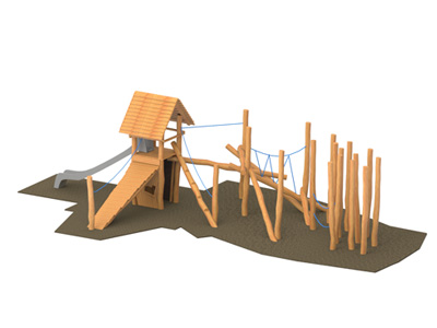 Kletterkombination: Spielturm mit Kletterwald Spielkombination Kletterwald
